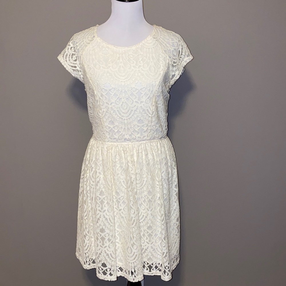 Altard State Cream Lace Midi Dress